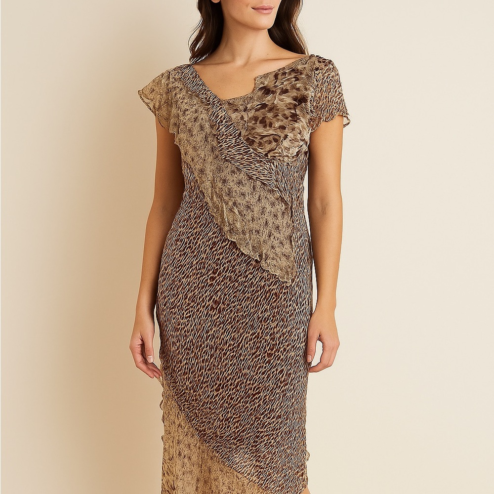 Robbie Bee Women’s Elegant Brown Dress Small